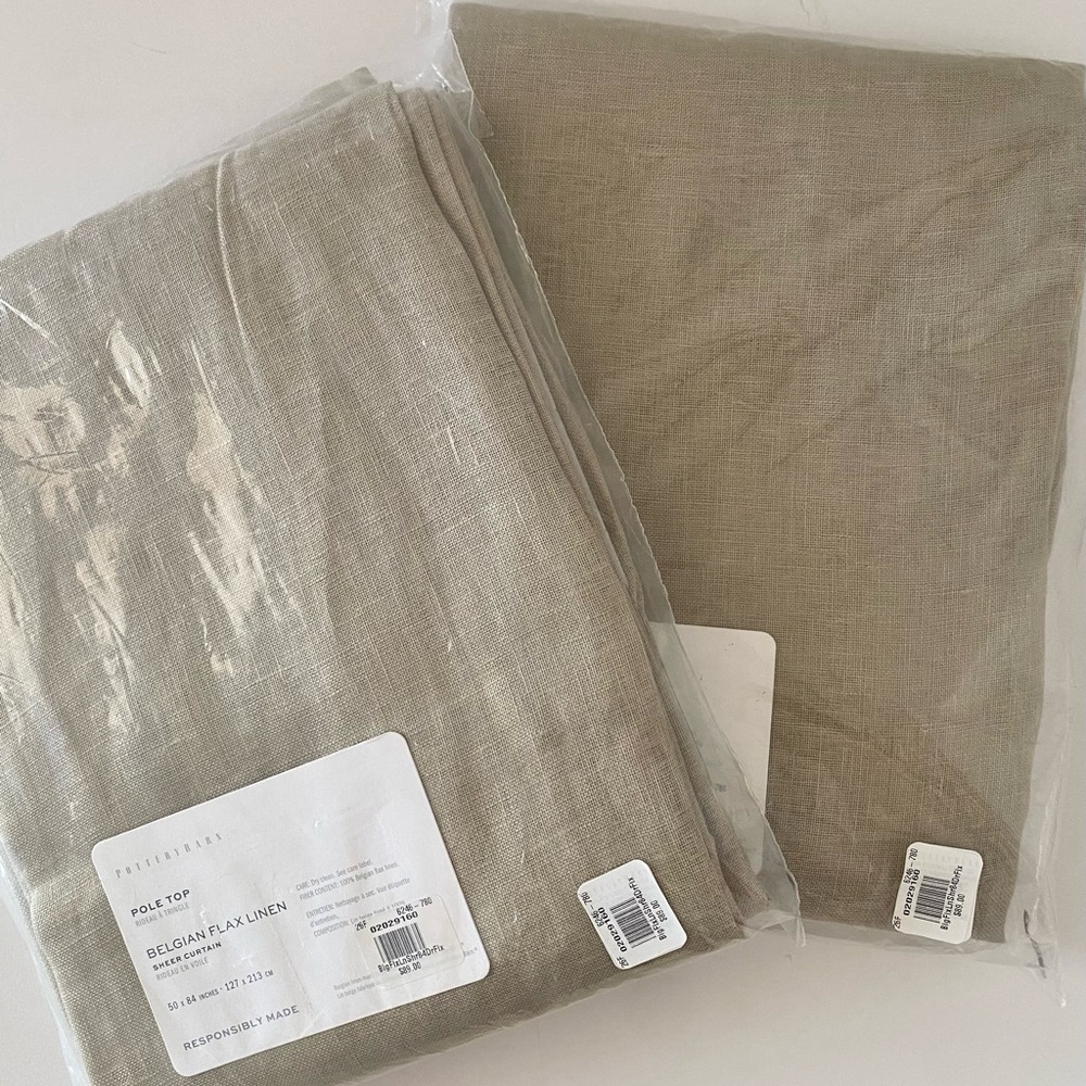 NWT Pottery Barn Belgian Flax Linen Curtains Set